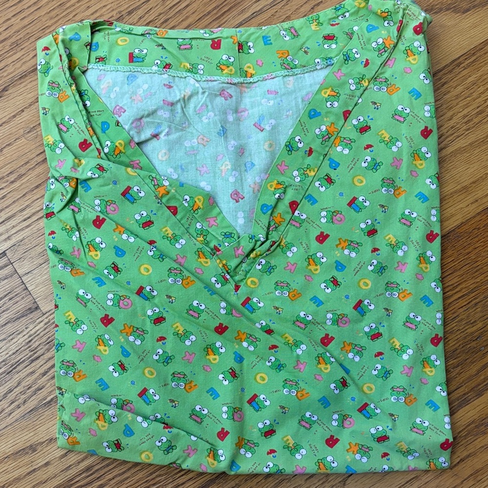 Green Cartoon Print Wrap Top